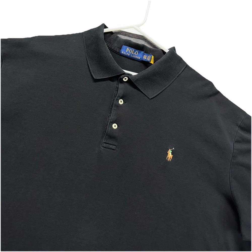 Polo Ralph Lauren Polo Shirt Mens 2XLT Black Cotton Flesh Pony Preppy Soft